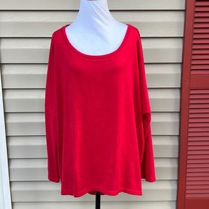 UGET womens red 3/4 sleeve scoop neck sweater